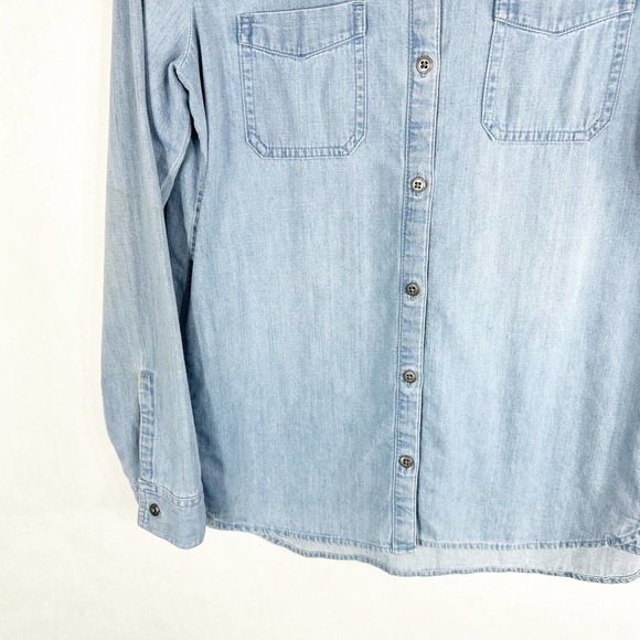J Jill XS Shirt Button Down‎ Denim Light Blue Top Blouse Jean Cotton Women 370 - Picture 6 of 9